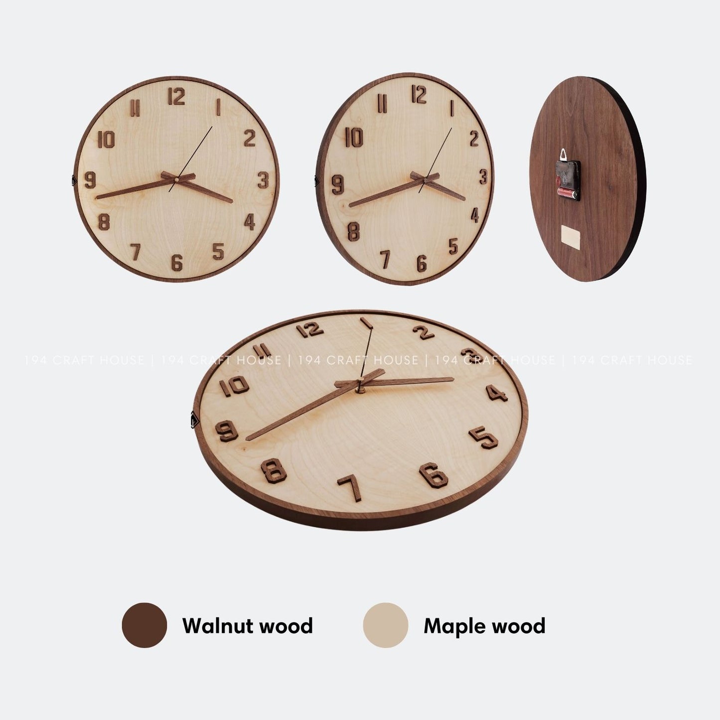 Maple Wall Clock With Walnut Numerals