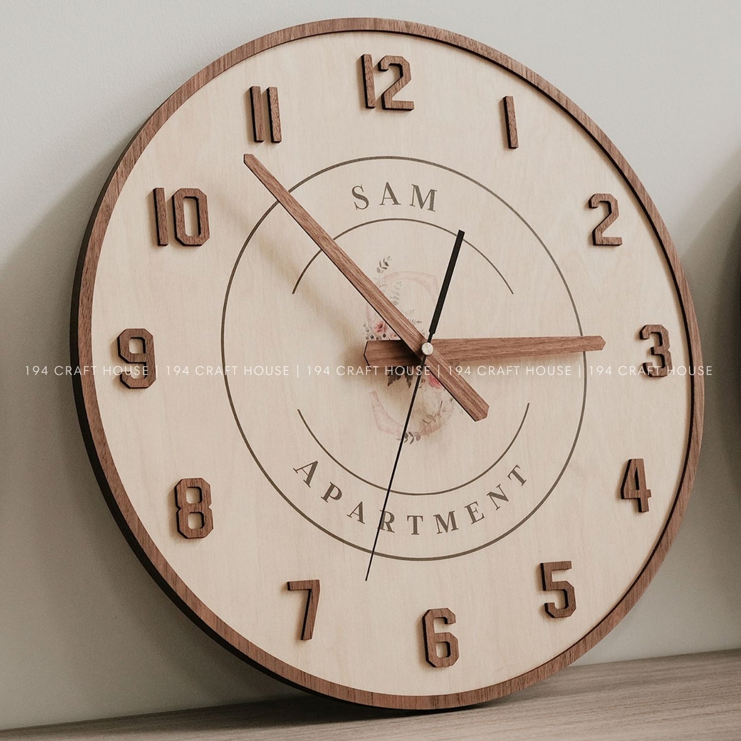 Maple Wall Clock With Walnut Numerals