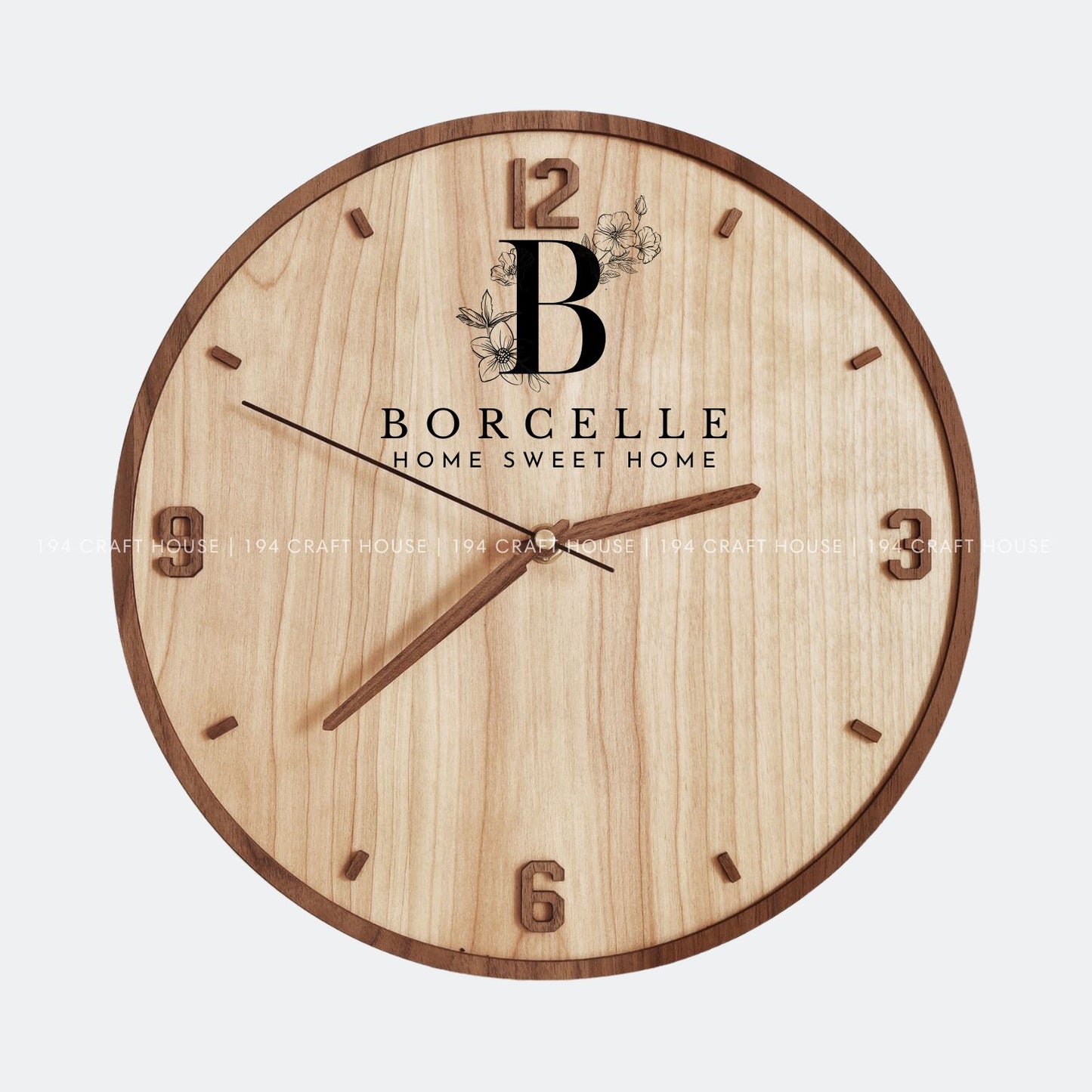 Maple Wall Clock With Walnut Numerals