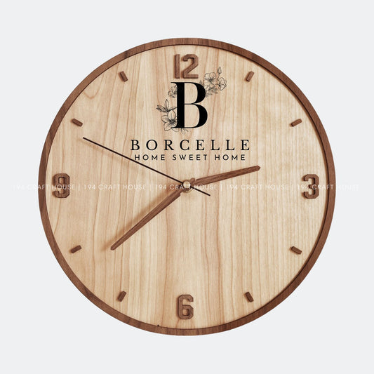 Maple Wall Clock With Walnut Numerals