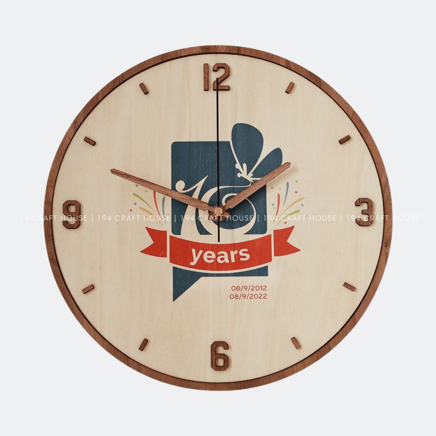 Maple Wall Clock With Walnut Numerals