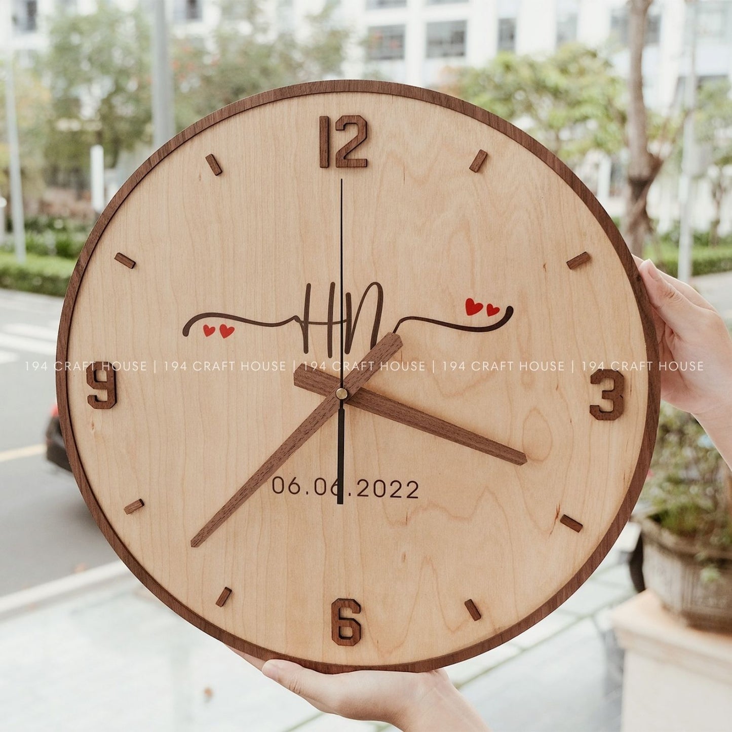 Maple Wall Clock With Walnut Numerals