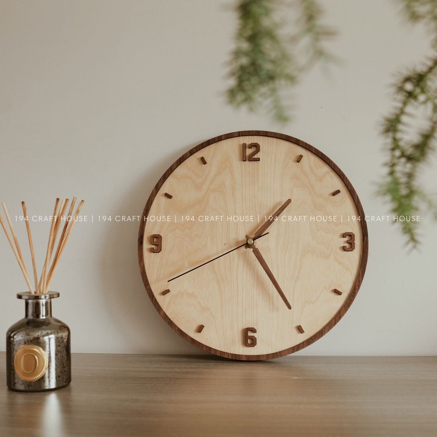 Maple Wall Clock With Walnut Numerals