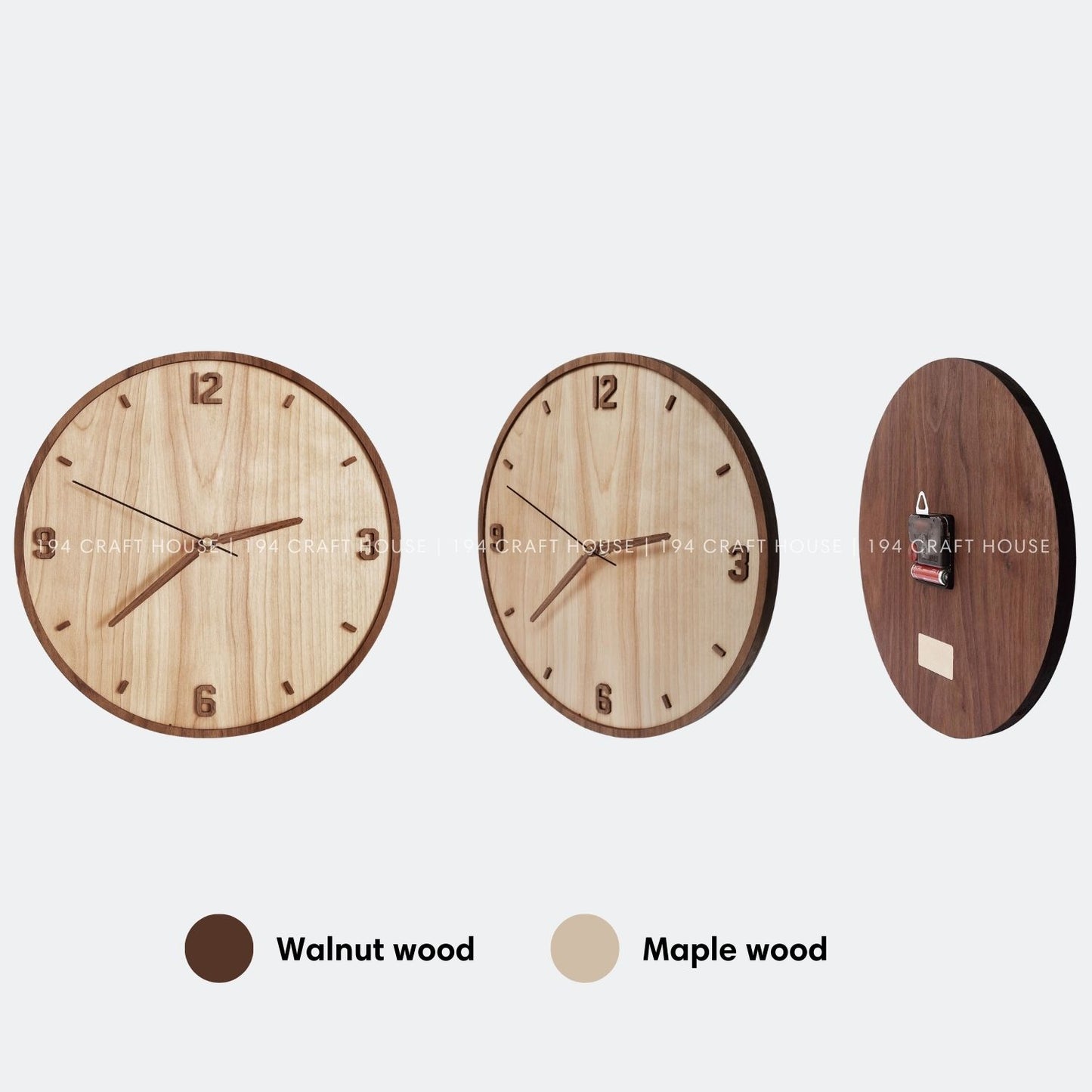 Maple Wall Clock With Walnut Numerals
