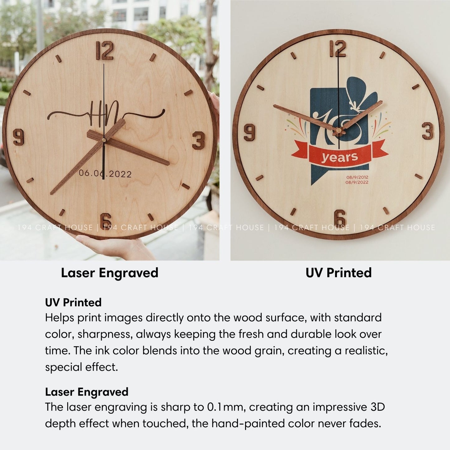 Maple Wall Clock With Walnut Numerals