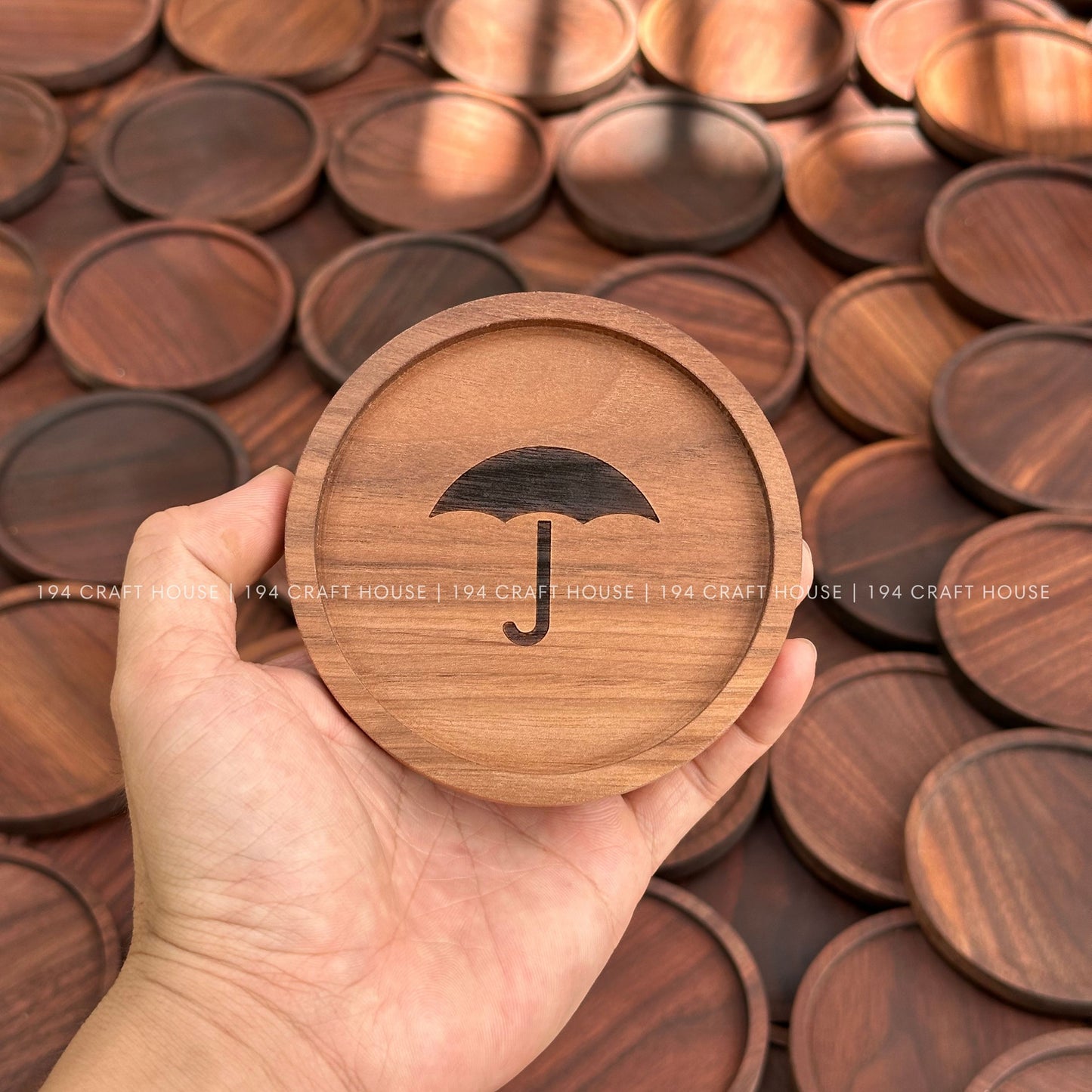 Personalized Circle Walnut Wooden Coasters