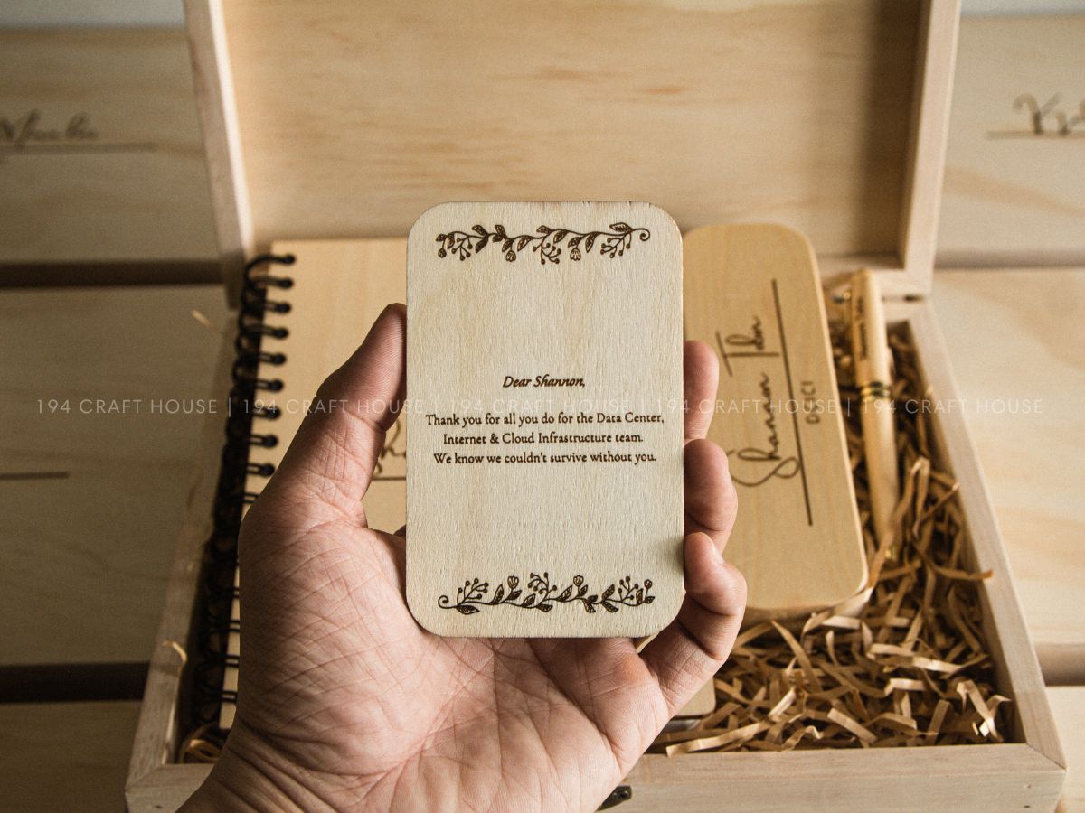 Custom Engraved Maple Pen Set and Notebook Wood Gift Box - Personalized Corporate Gift for Cisco (DCICI)