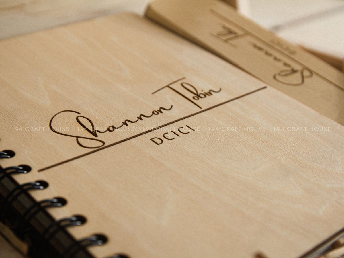Custom Engraved Maple Pen Set and Notebook Wood Gift Box - Personalized Corporate Gift for Cisco (DCICI)