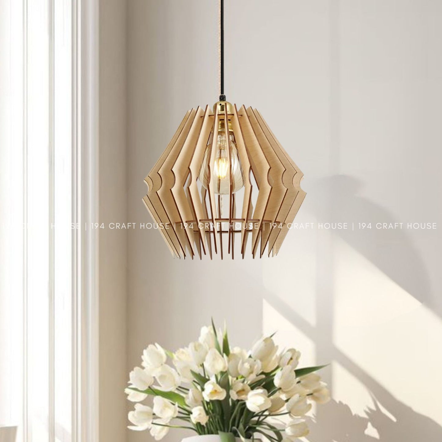 Wood Pendant Light Chandelier Hanging Lamp