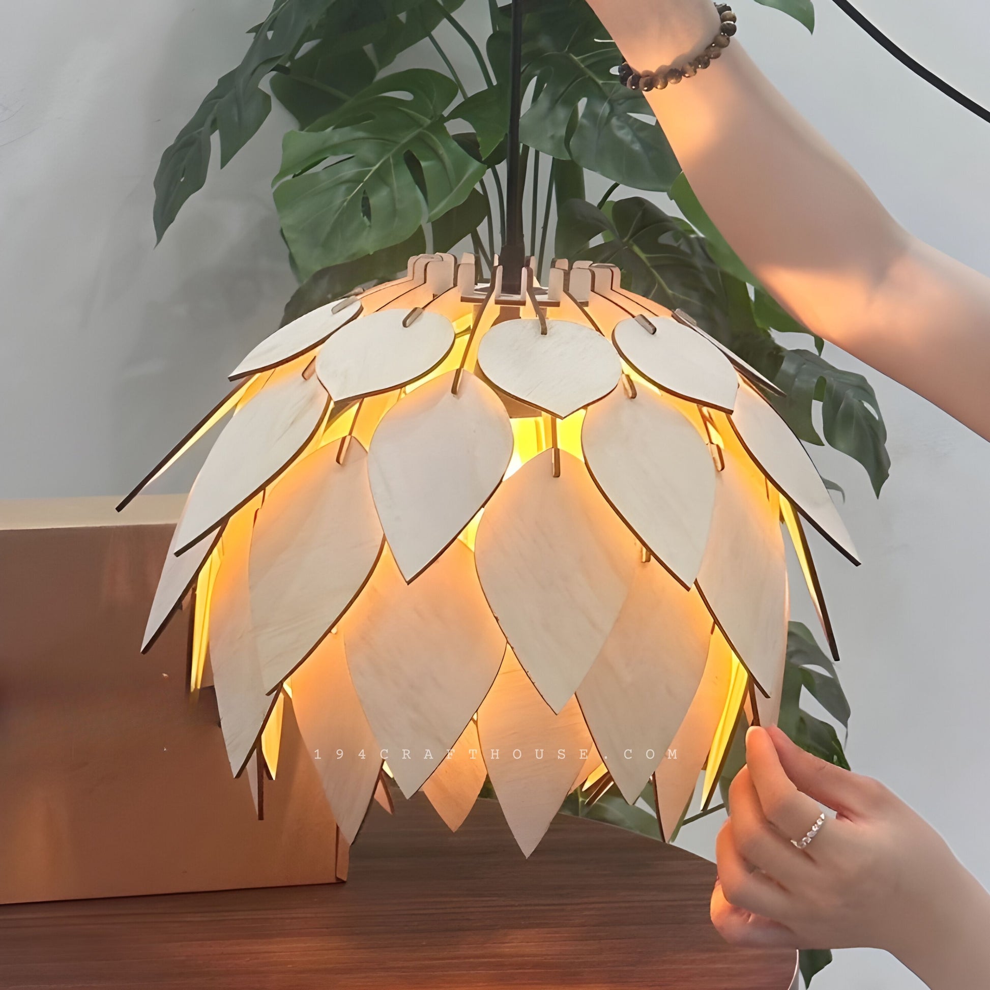 Wooden Hanging Lamp for Bedroom