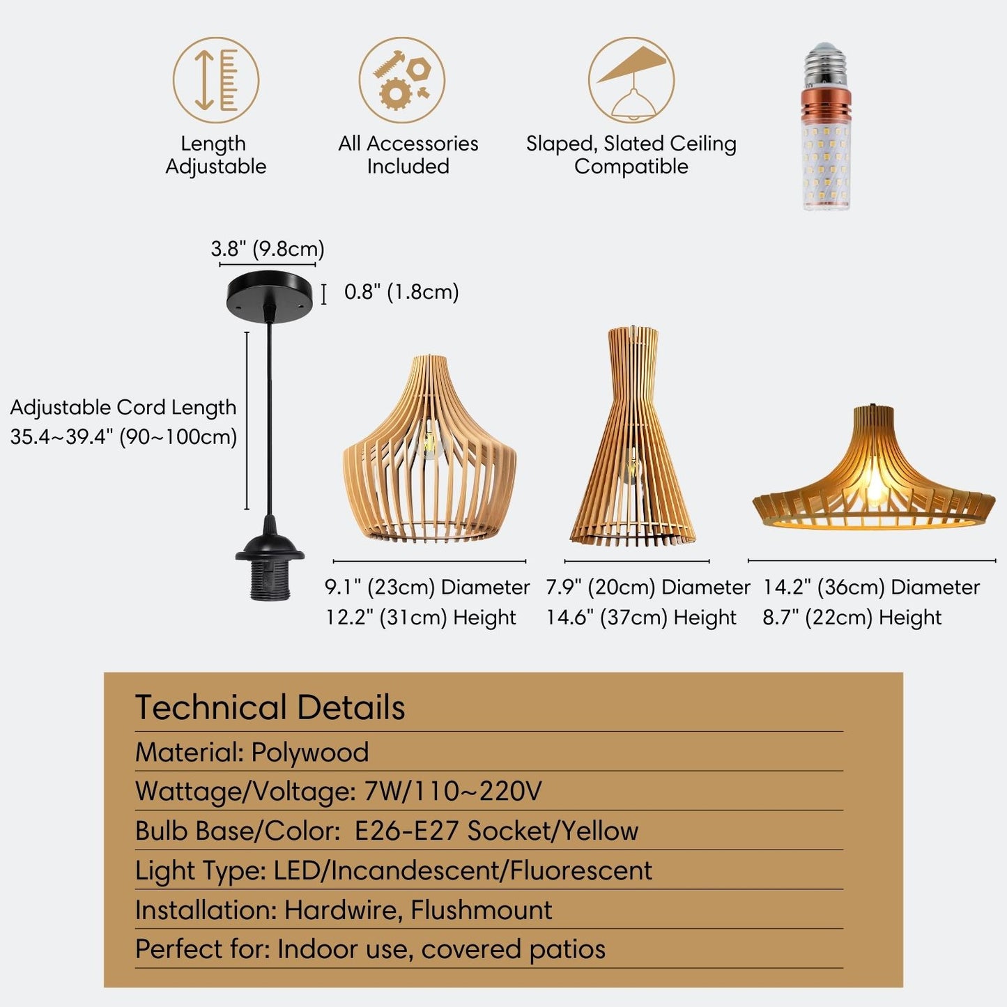 Set of 3 Birdcage Wooden Pendant Lights Restaurant Bar Decor