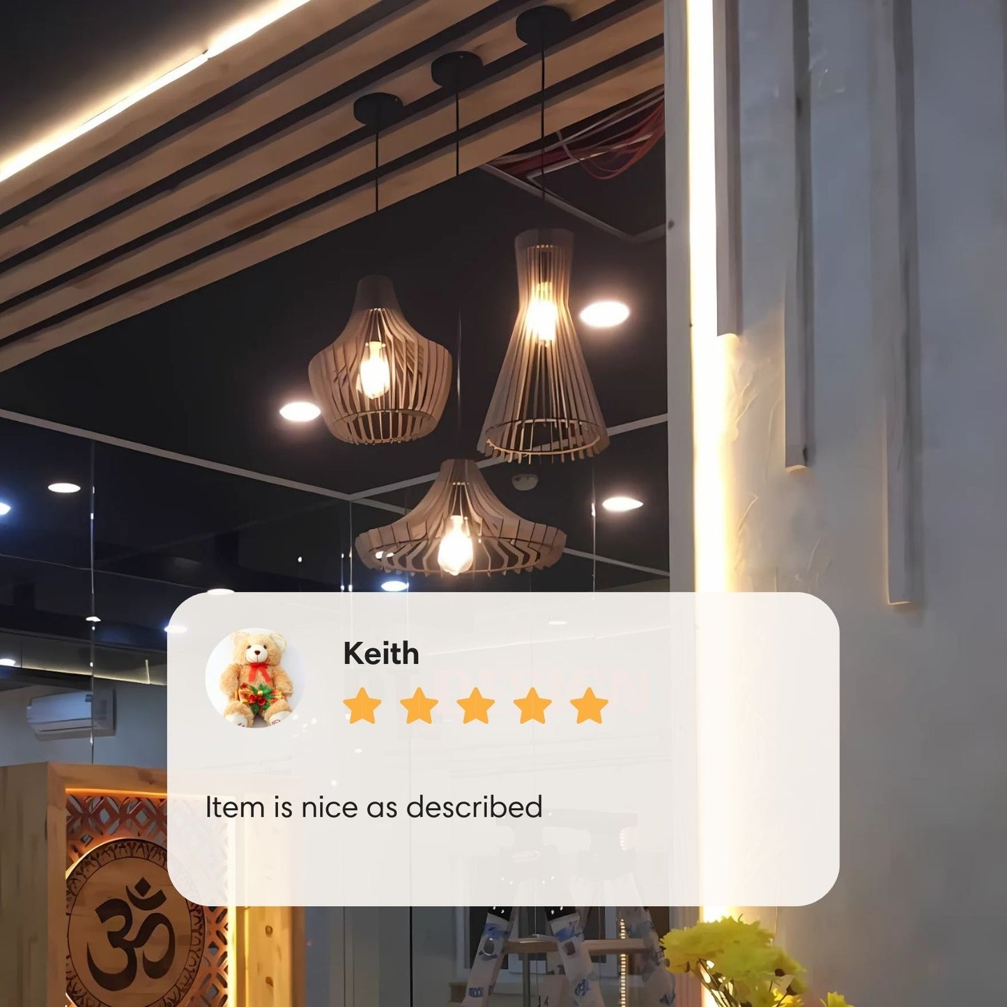 Set of 3 Birdcage Wooden Pendant Lights Restaurant Bar Decor