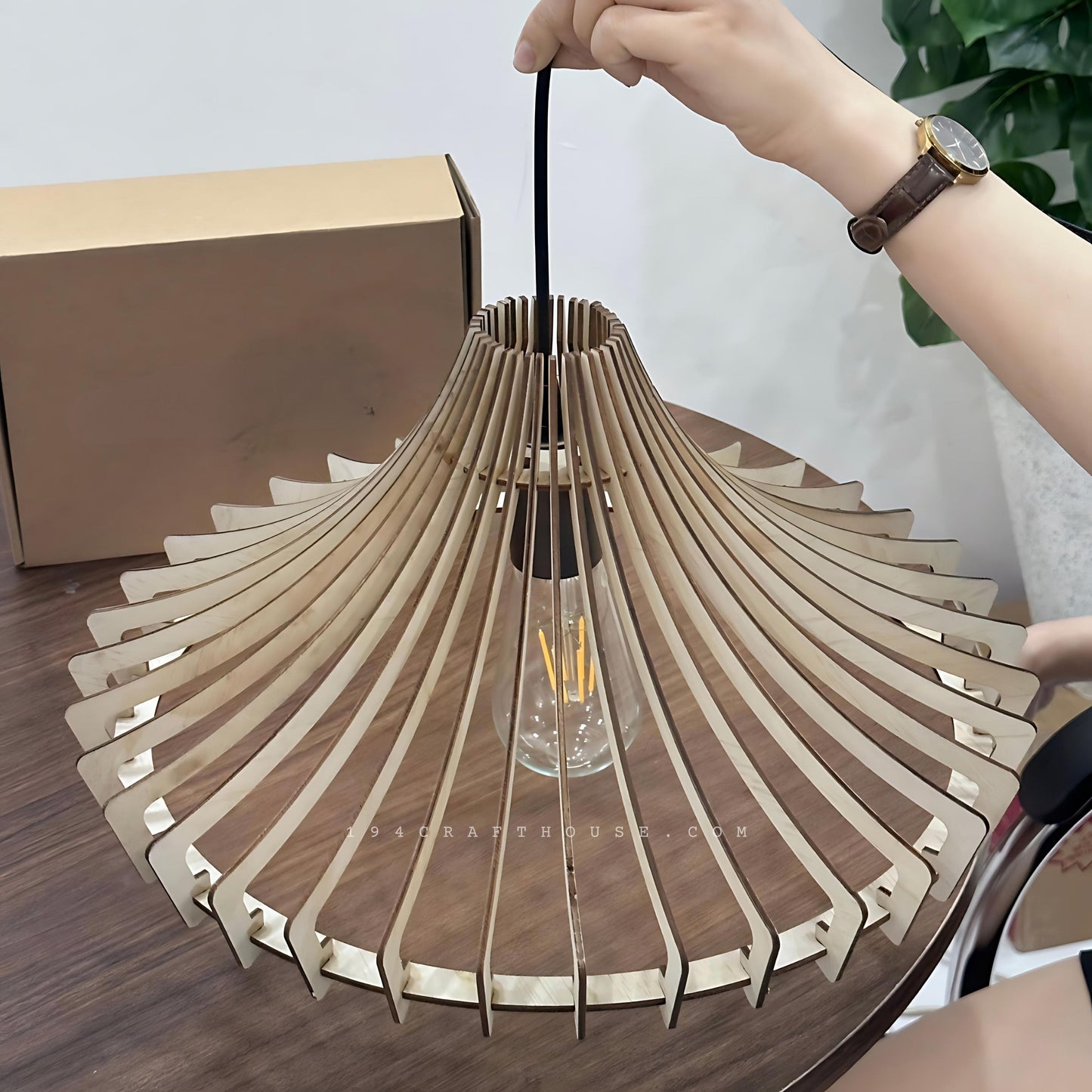 Bela Bird Nest Wood Pendant Light for Dining Room