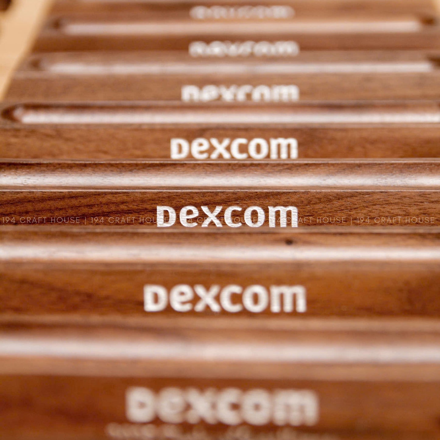 Custom Engraved Logo Walnut Pen Display Stand: Personalized Corporate Gift for Dexcom - Business Gift for Employees, Clients, Company Anniversary, Event Gifts, Promotional Gifts