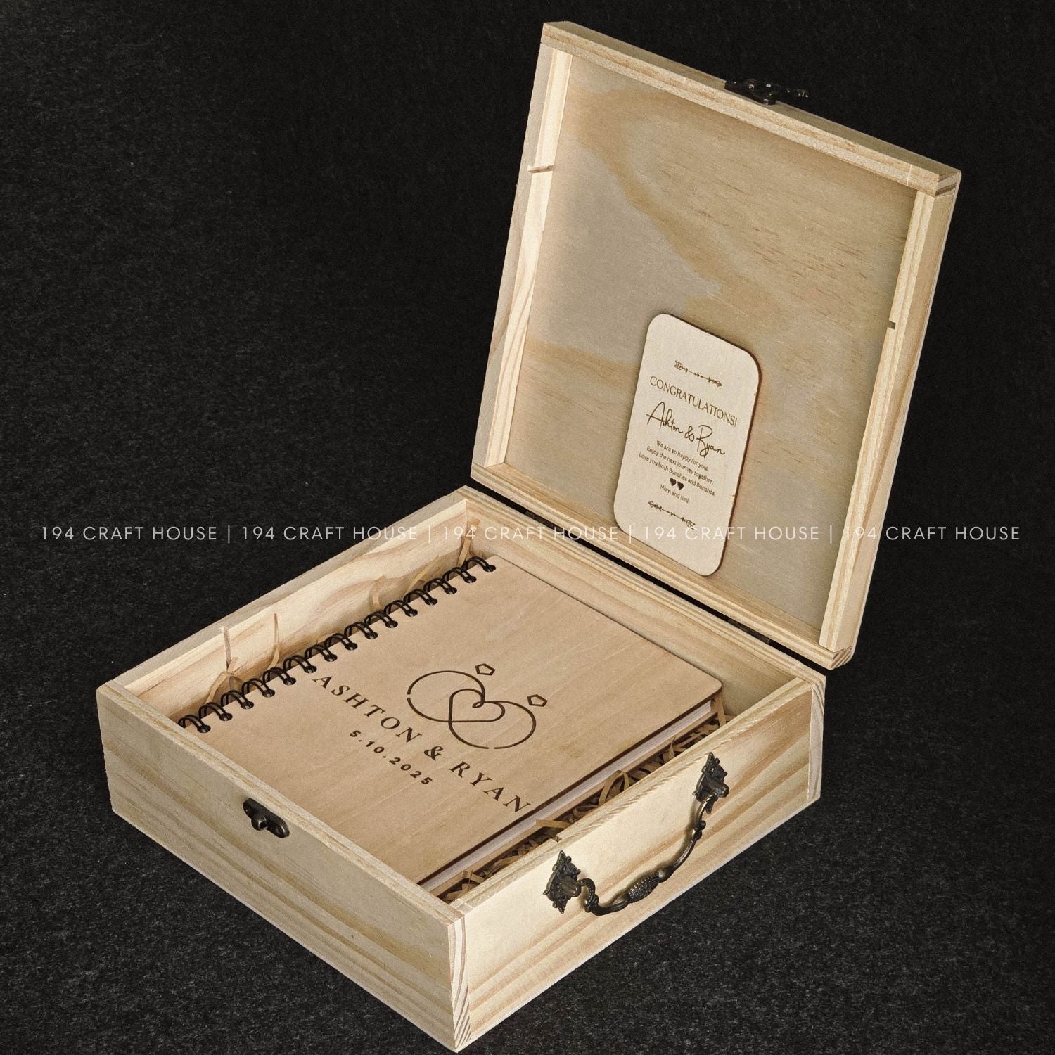 Personalized Engraved Wooden Gift Box & Card Set
