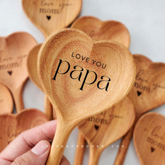 Love You Papa Engraved Heart Spoon Gift for Dad