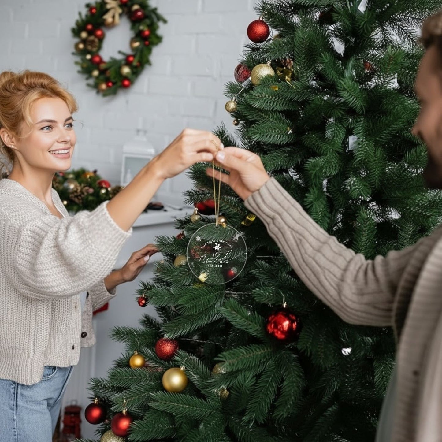 Merry Christmas Ornament Personalized Name Style 6