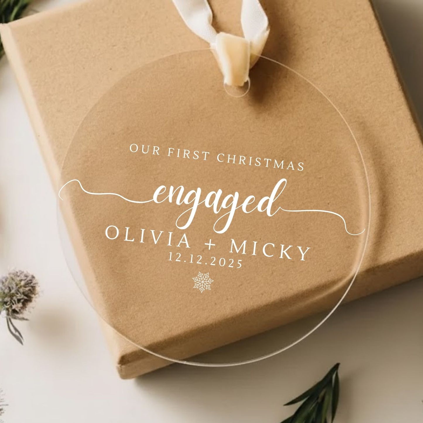 First Christmas Engaged Acrylic Ornament Style 2