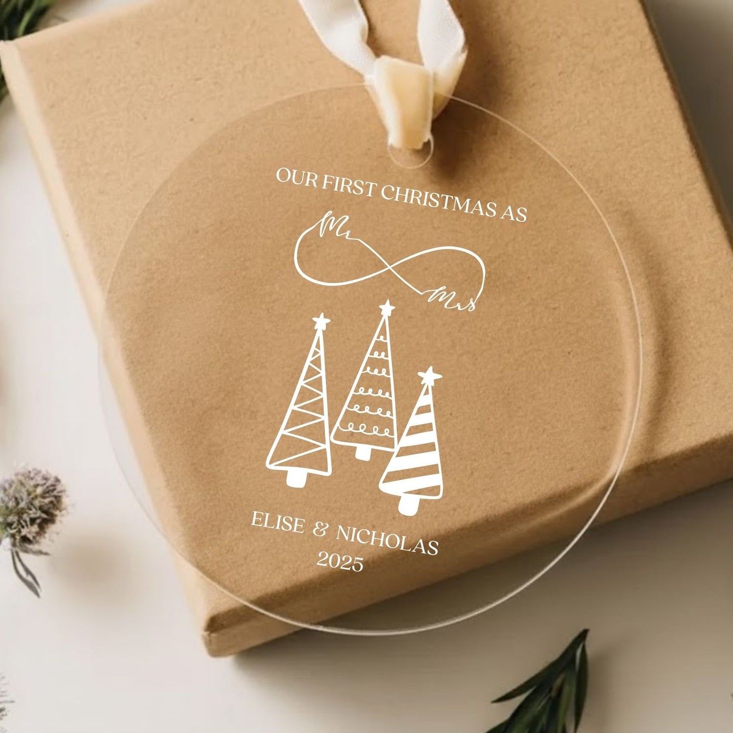 Personalized First Christmas Acrylic Ornament Style 3