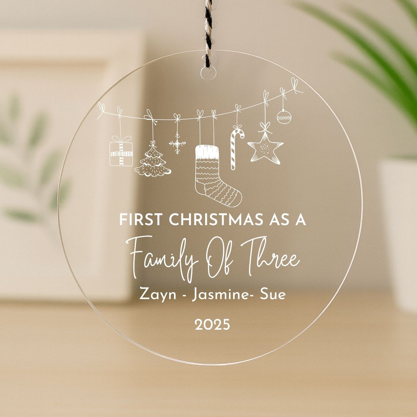 Personalized Family Name First Christmas Ornament Style 7