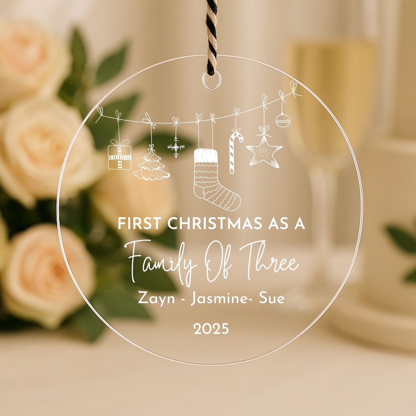 Personalized Family Name First Christmas Ornament Style 7