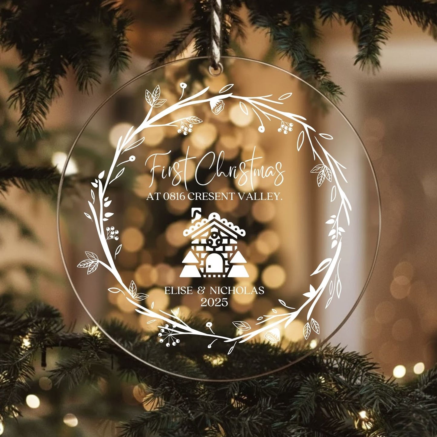Custom New Home First Christmas Acrylic Ornament Style 9