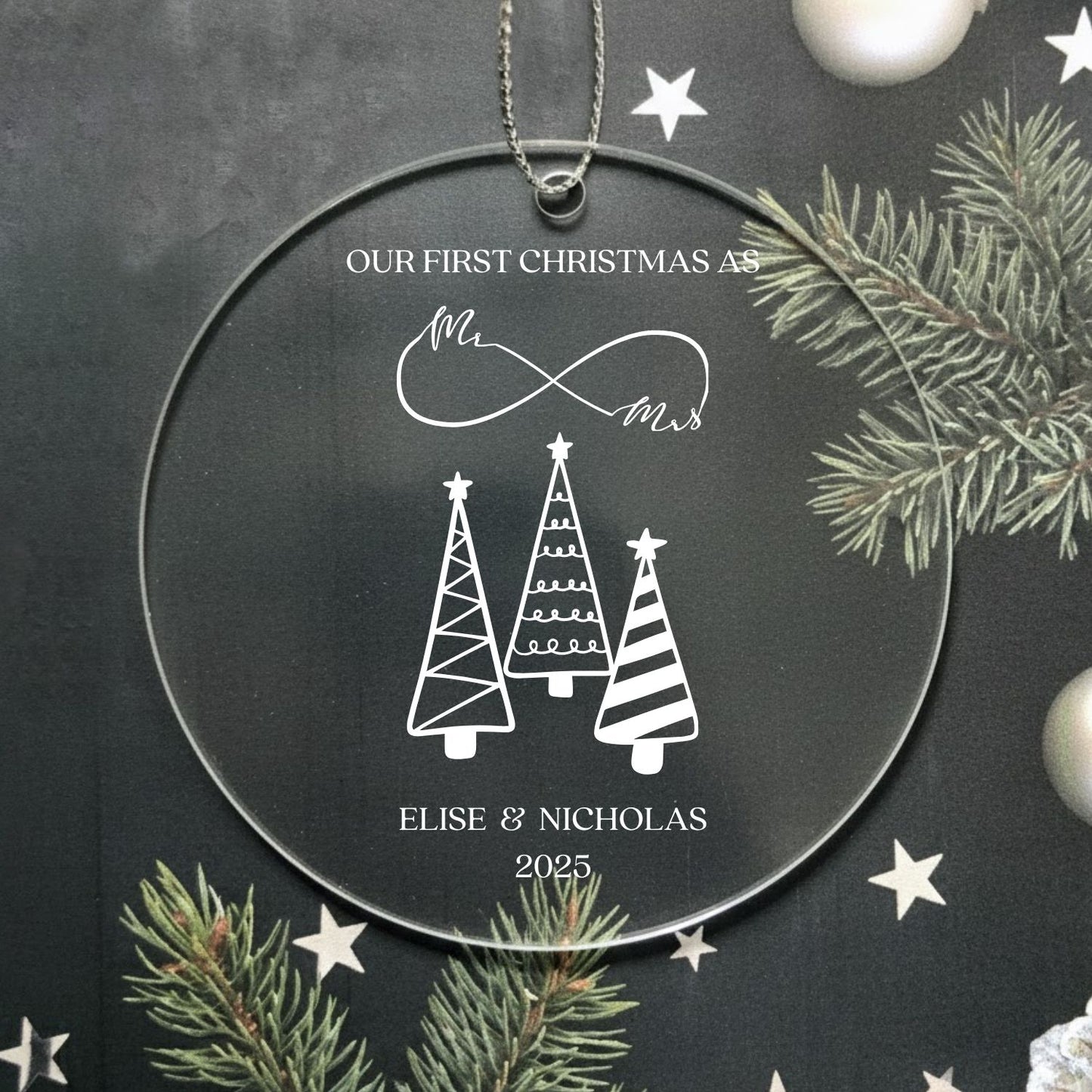 Personalized First Christmas Acrylic Ornament Style 3