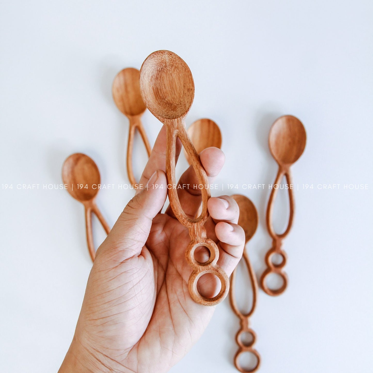 Hand Carved Wooden Spoon With Hole - Kitchen Serving Utensils