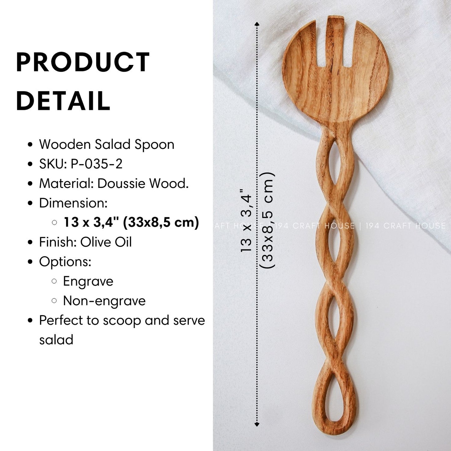 13" Twisted Handle Wooden Salad Forks
