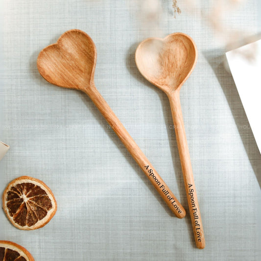 A spoon full of love engraved wooden heart spoon