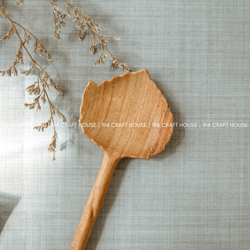 Hand Carved Wooden Salad Servers Spoon - Kitchen Serving Utensils
