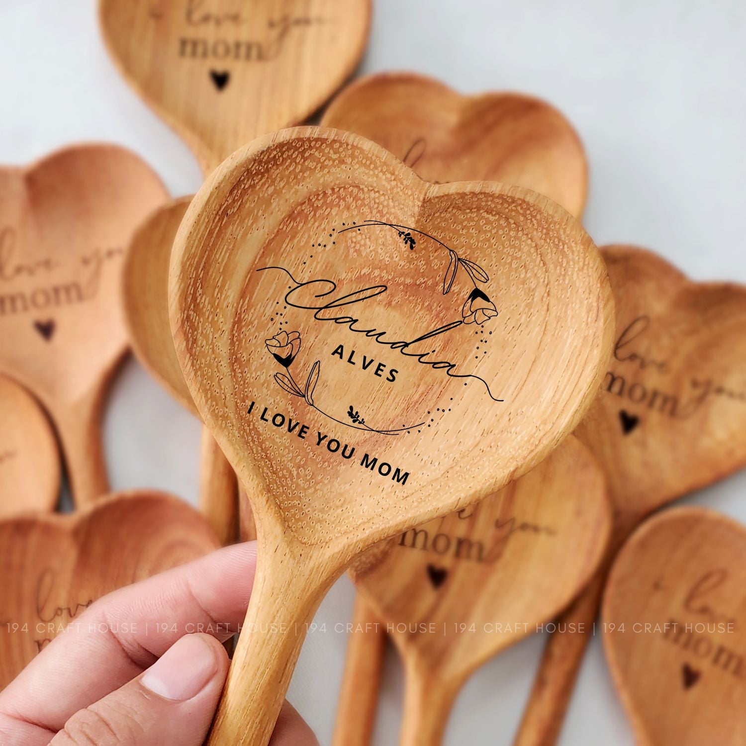 Custom Name Wooden Heart Spoon Personalized Mother Day Gift