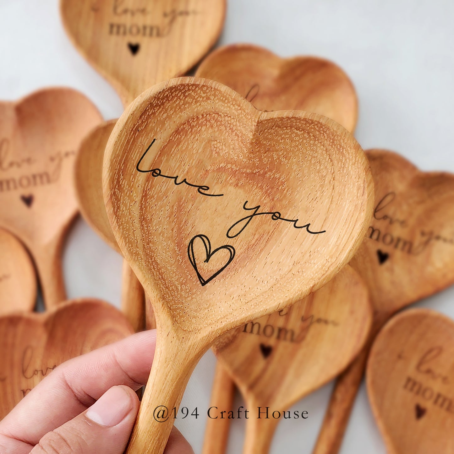 Love you personalized wooden heart spoon