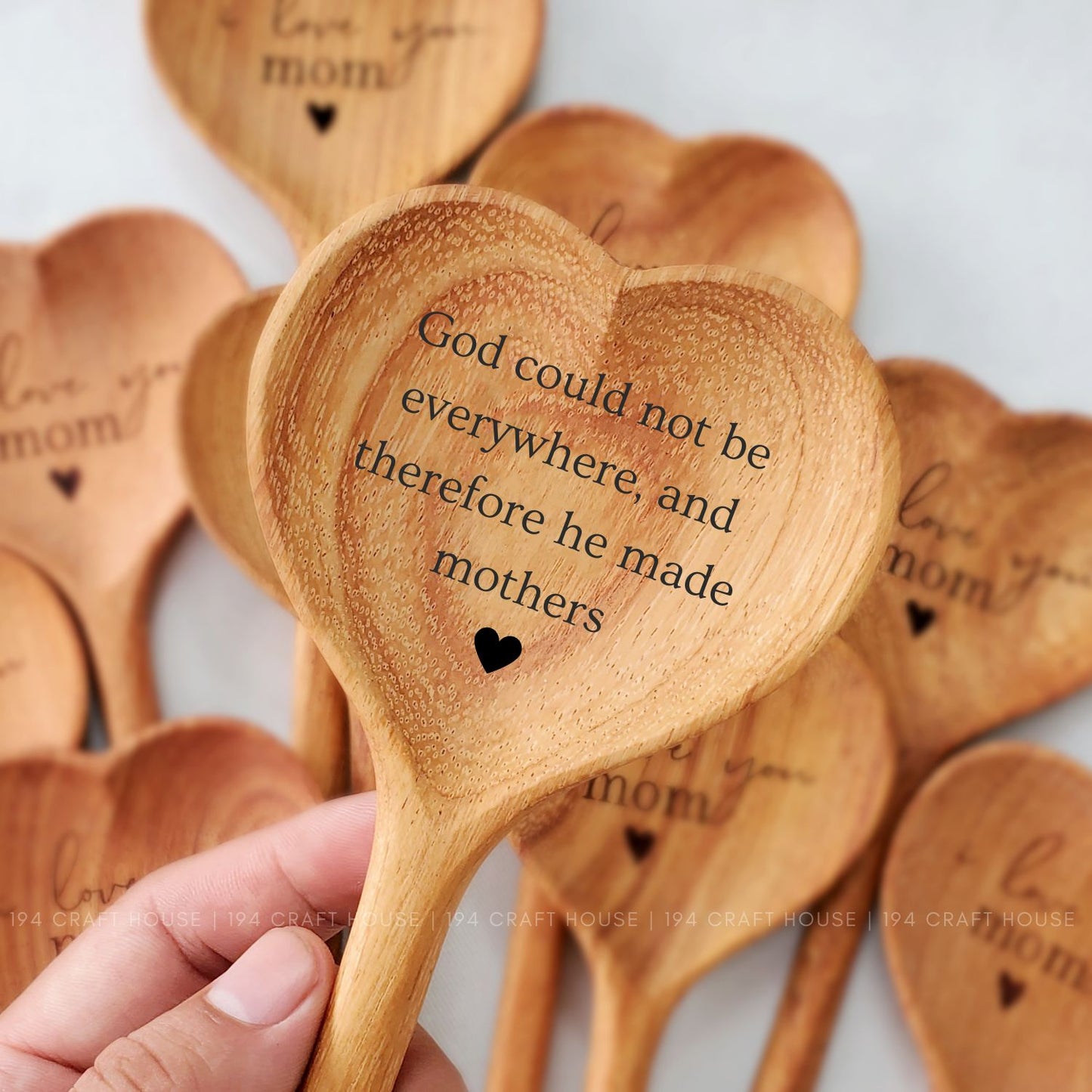 Religious Engraving Heart Spoon Personalized Gift Idea for Mom