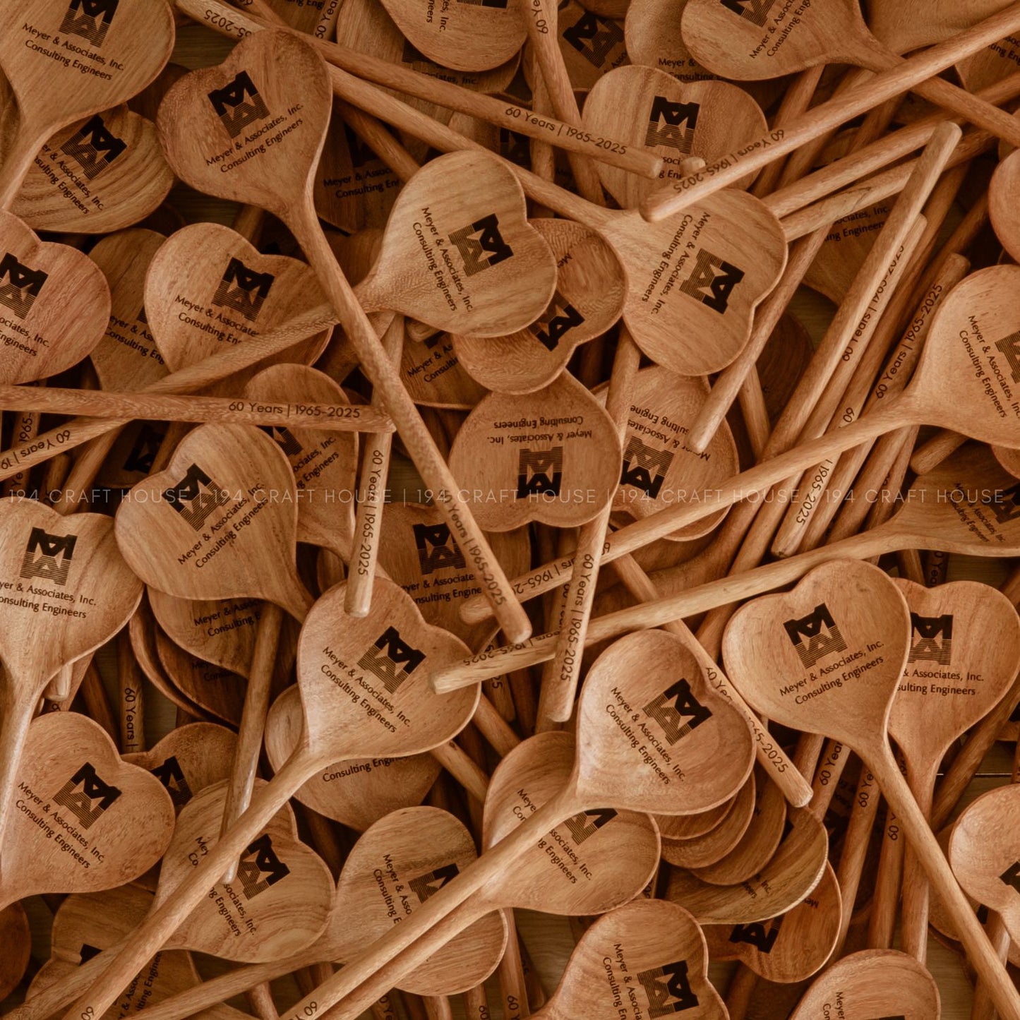 Engraved Wooden Heart Spoon With Company Logo Personalized Corporate Gift