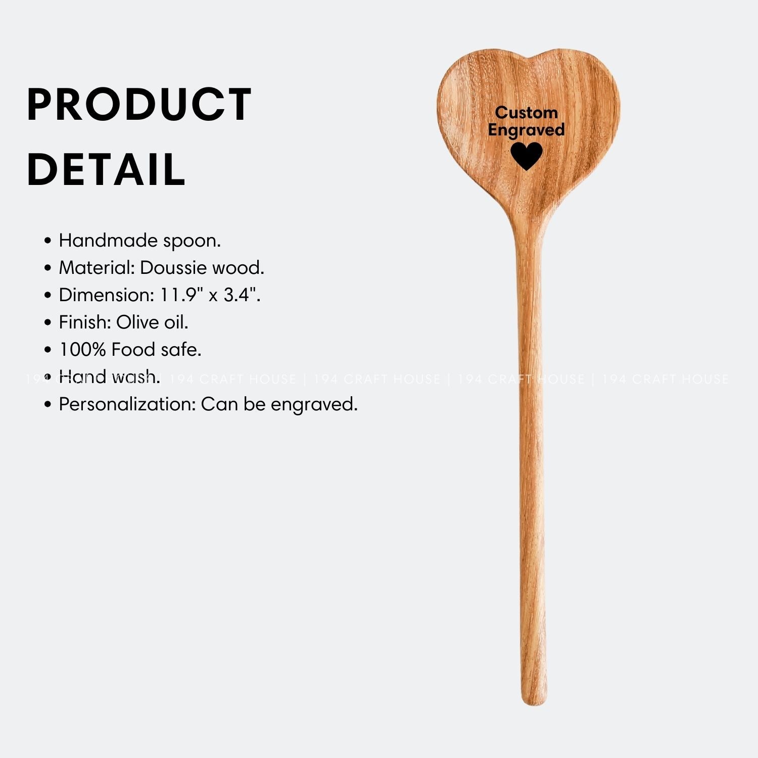 Personalized Engraved Wooden Heart Spoon