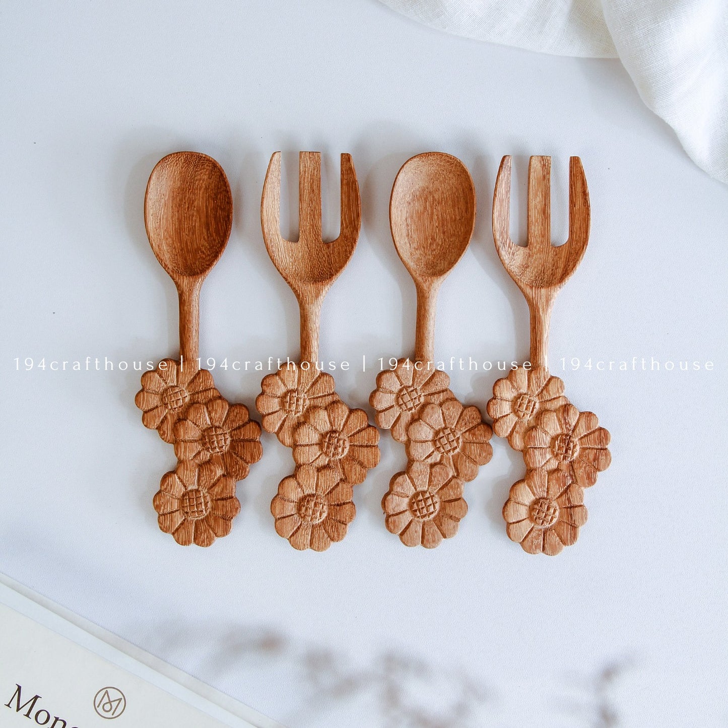 Handcrafted Flowers-Shaped Wooden Forks