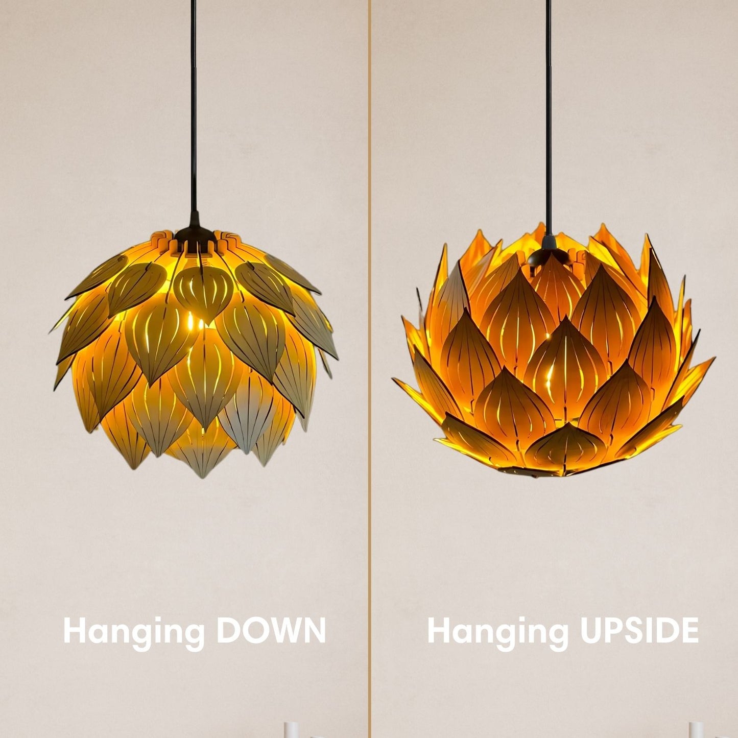 12" Lotus Wooden Pendant Light for Home Decor