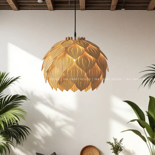 17" Wooden Pendant Light for Living Room