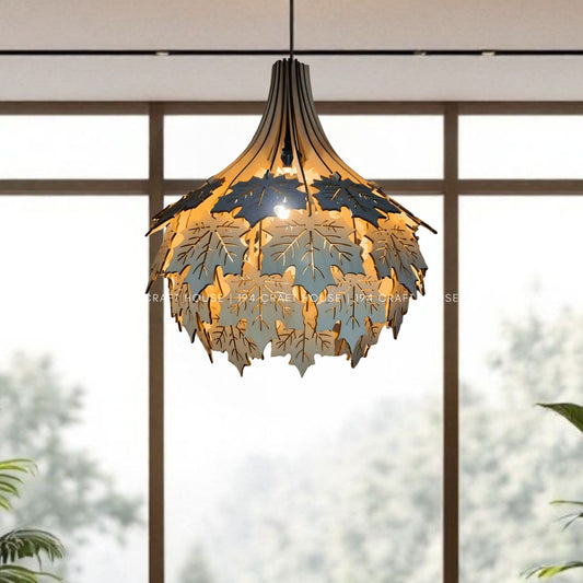 Wood Pendant Light Maple Leaf for Home Decor
