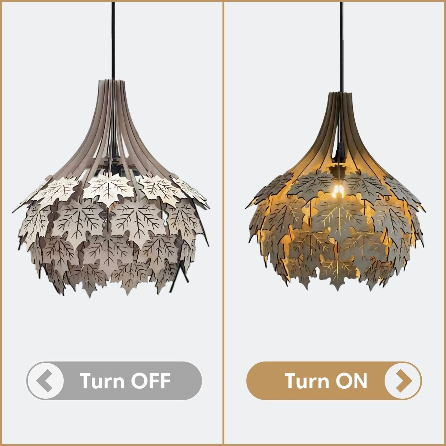 Wood Pendant Light Maple Leaf Light Effect