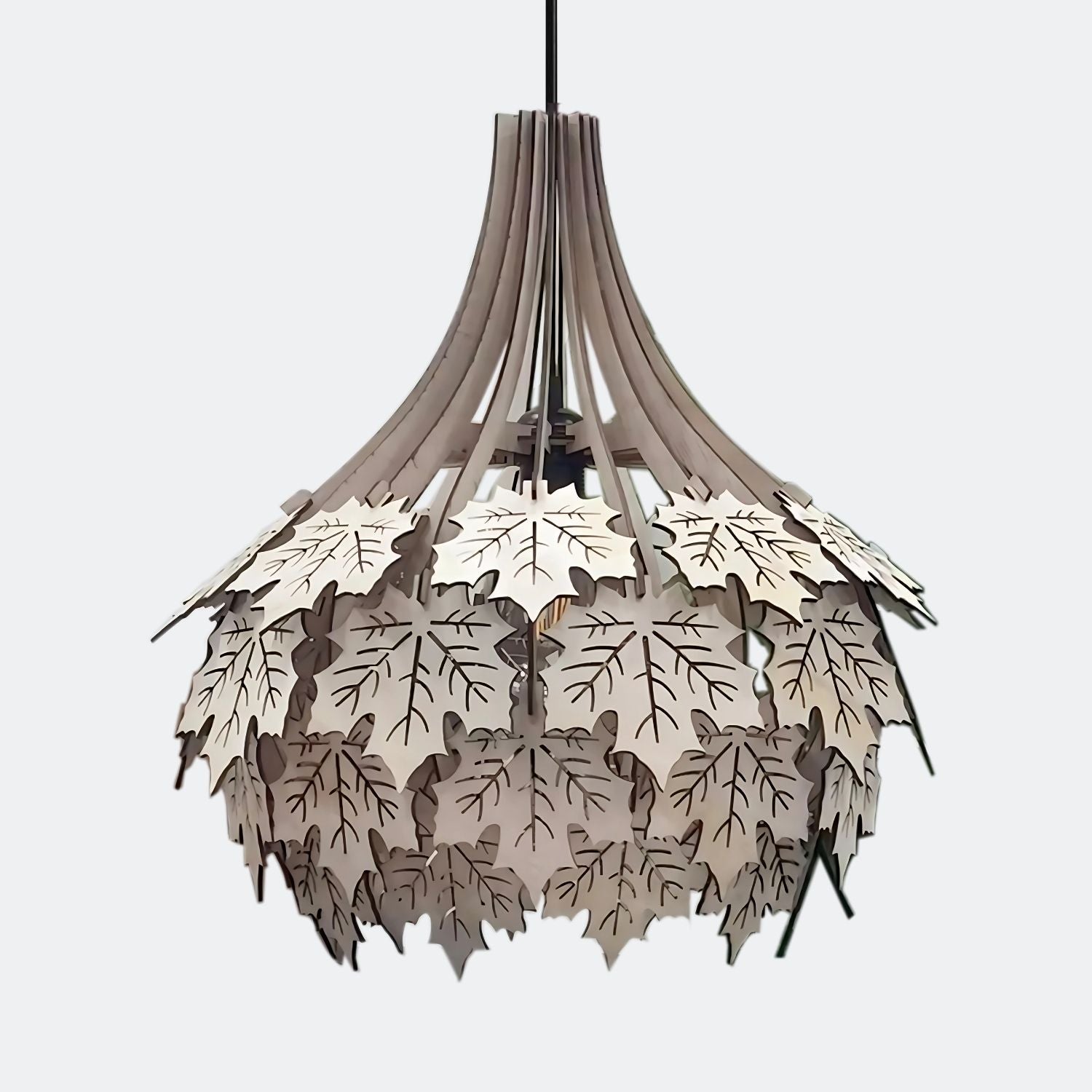 Wood Pendant Light Maple Leaf