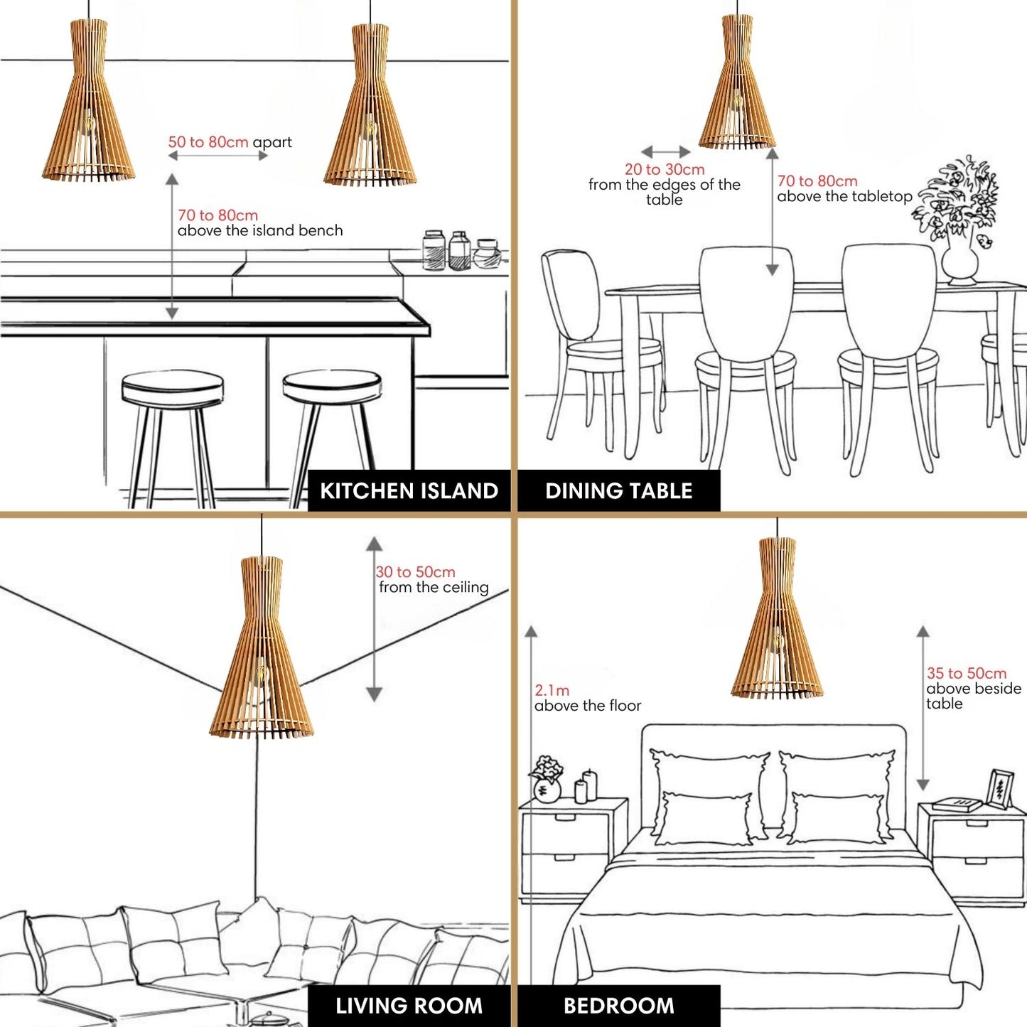 Wood Pendant Light Cage For Kitchen Living Room Home