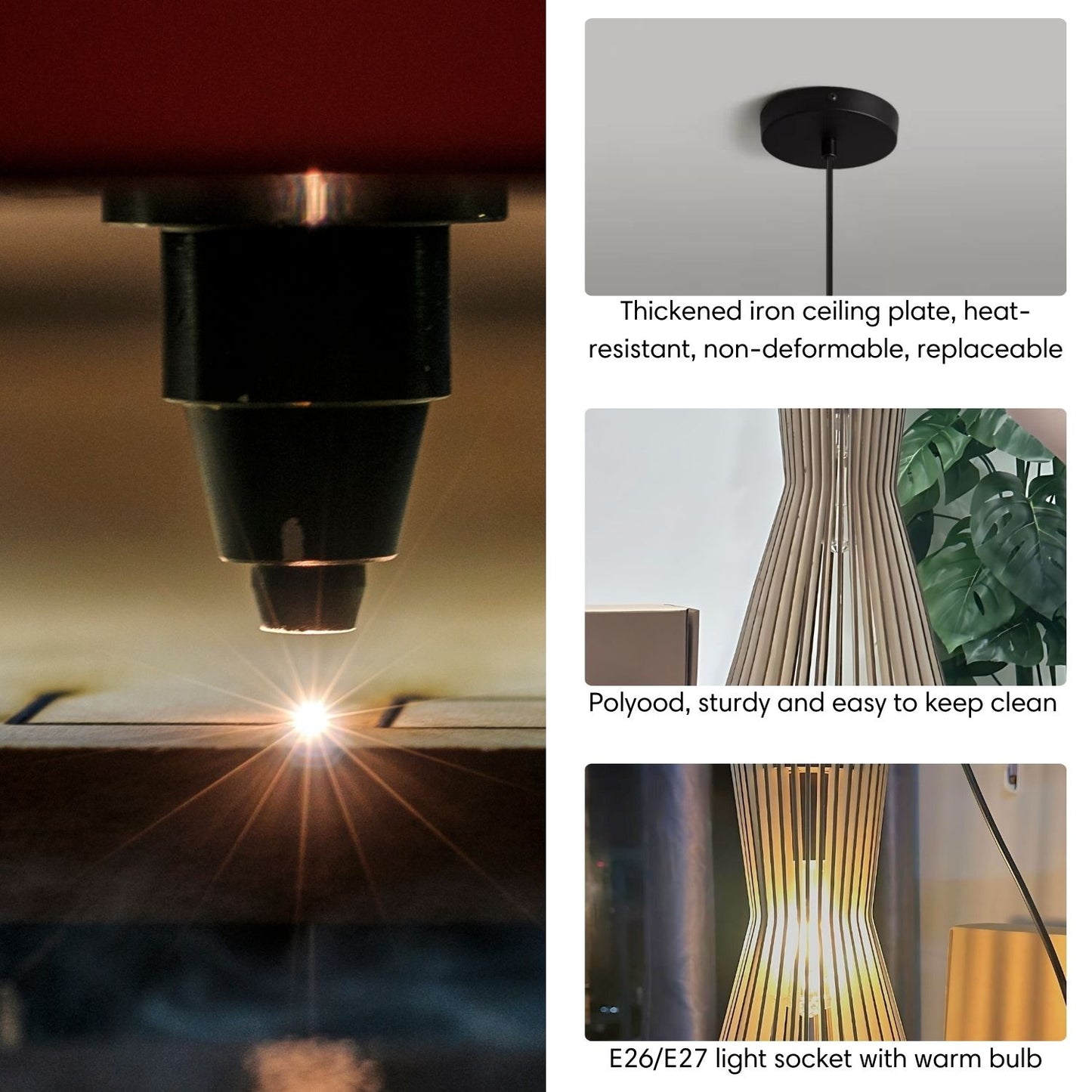 Wood Pendant Light Cage For Kitchen Living Room Home