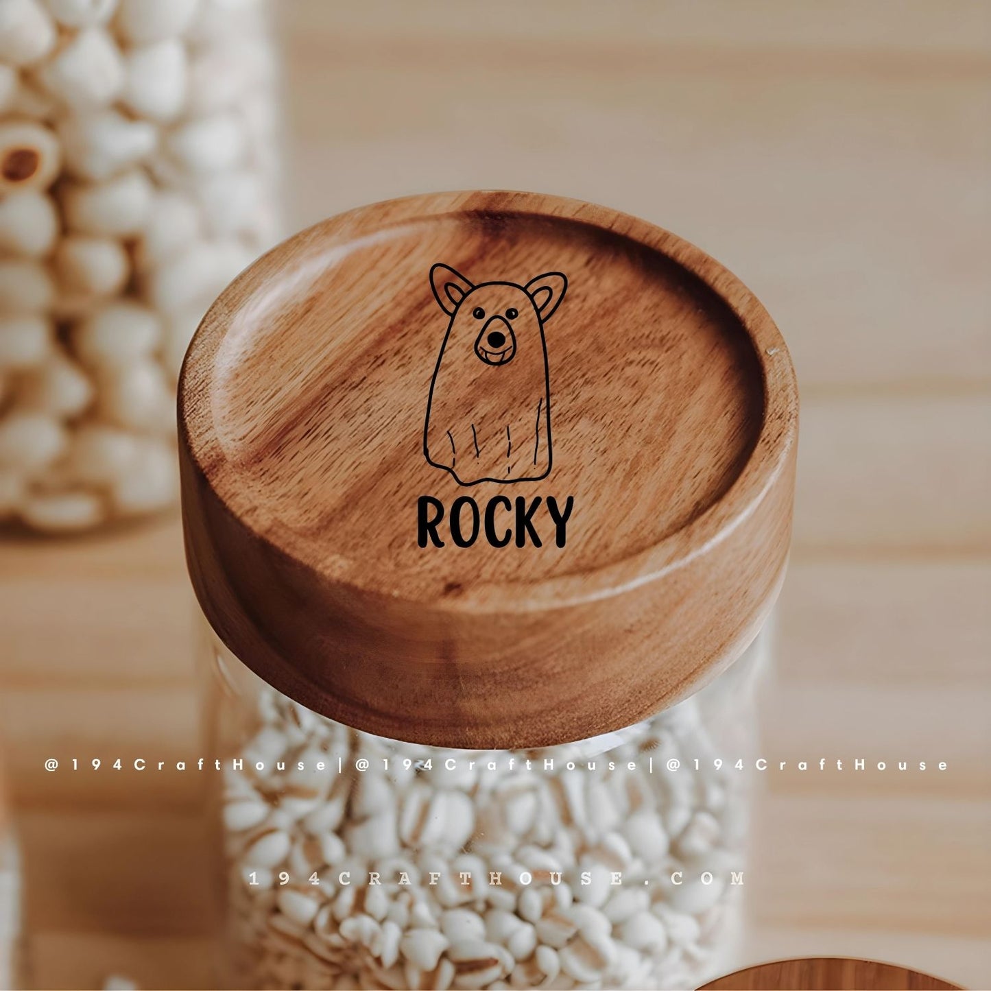 Glass Jar Personalized Lid for Food Storage