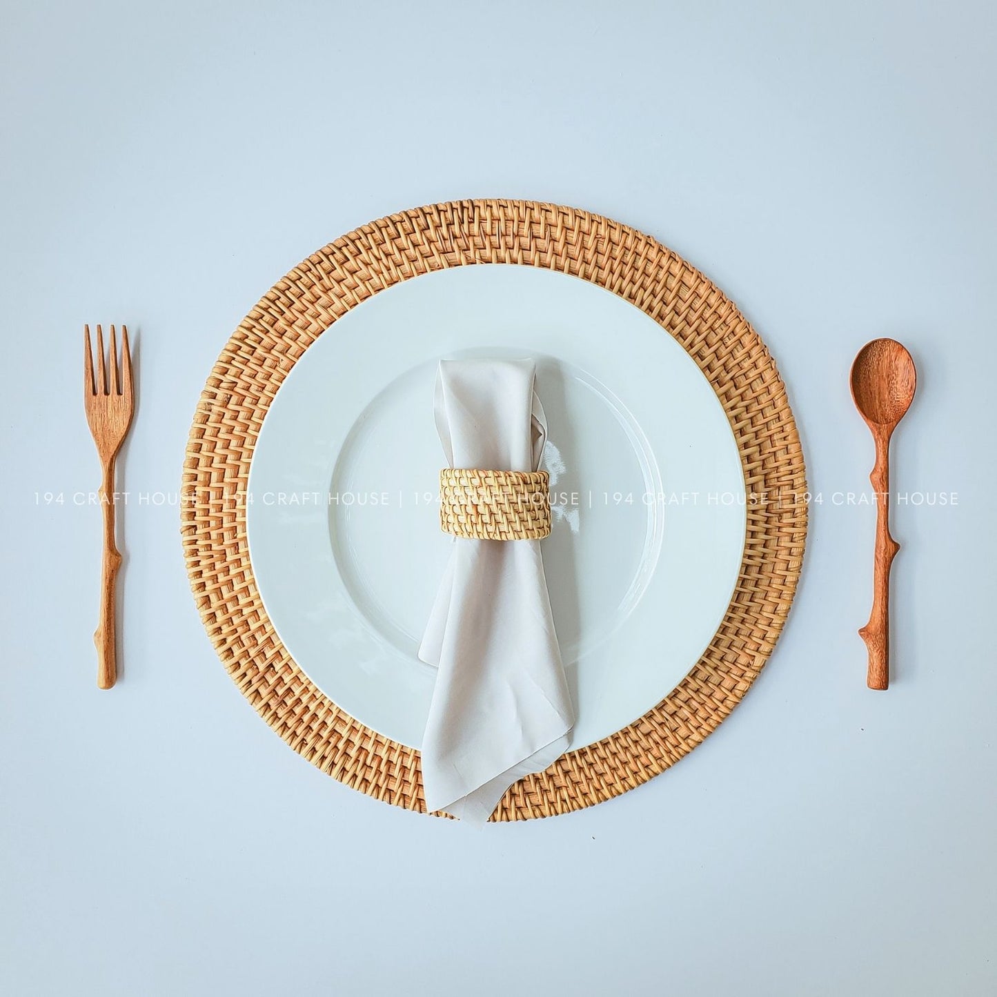 Handwoven Rattan Napkin Rings Set of 6
