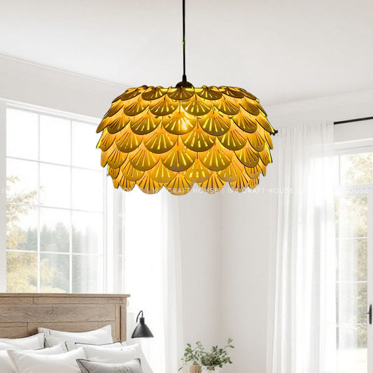Wooden Pendant Light Fan Scallop Lamp Shade