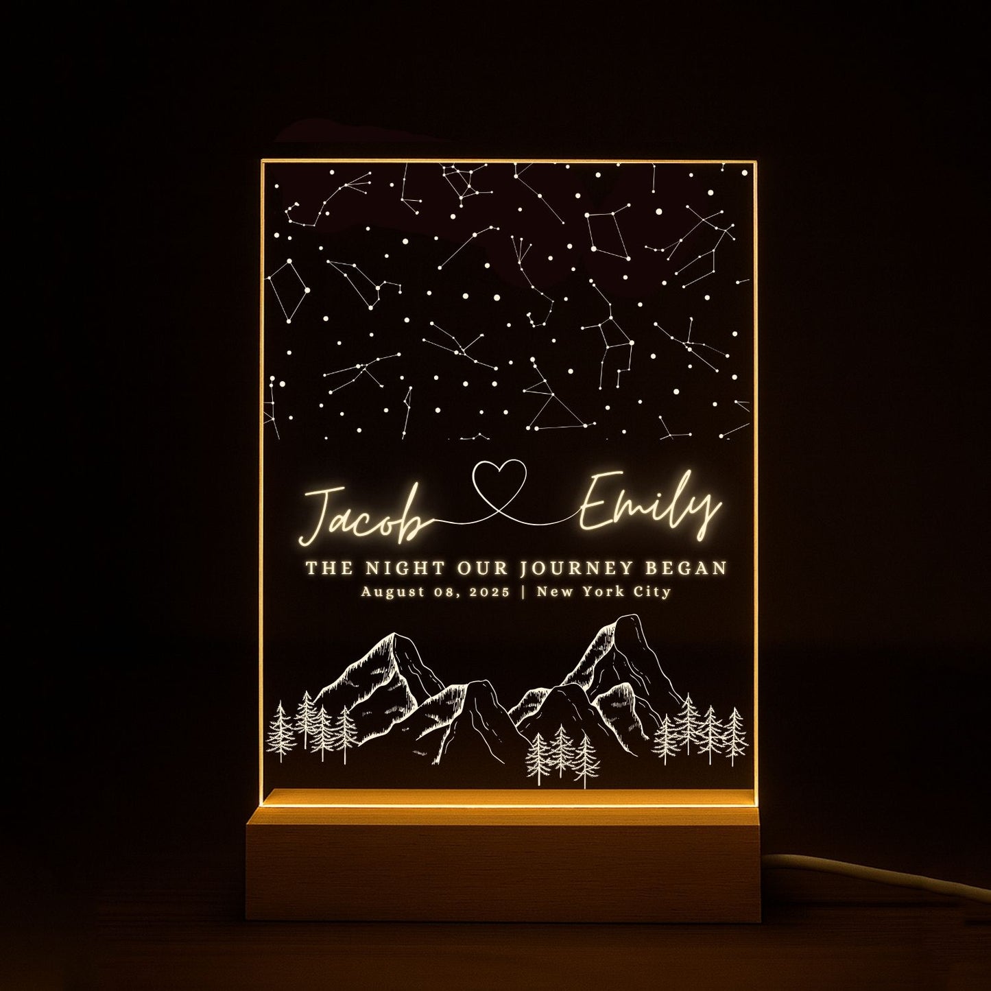 Custom Star Map Acrylic Night Light Style 1