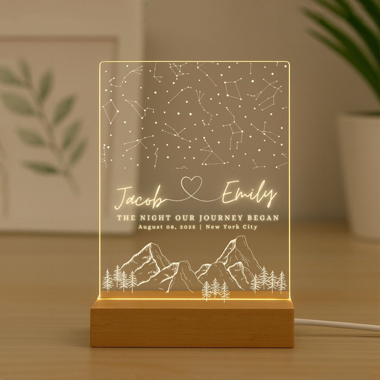 Custom Star Map Acrylic Night Light Style 1