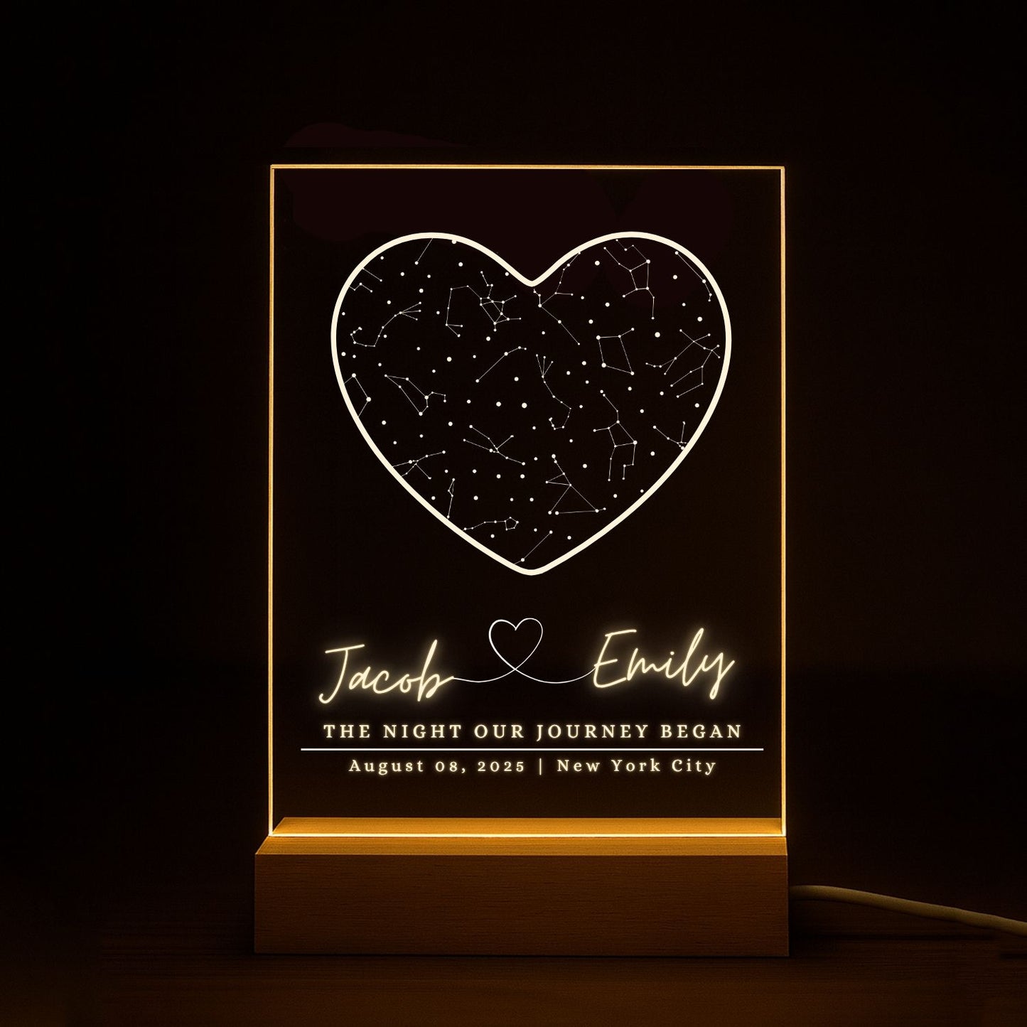 Custom Star Map By Date Acrylic Night Light Style 3